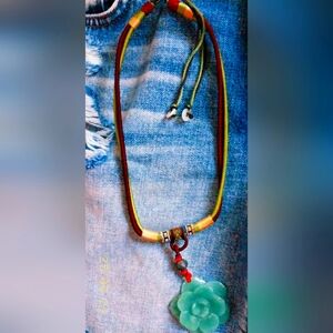 Multicolor Floral  jade Pendant Necklace